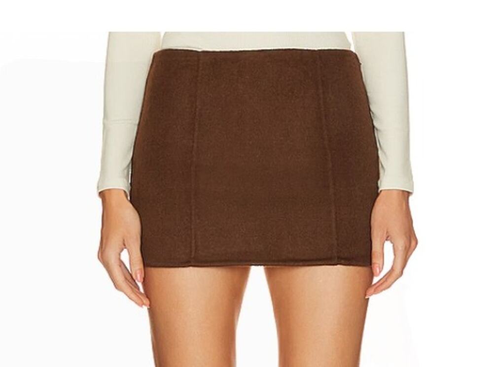 LPA Brown Wool Blend Mini Skirt Size M Soft Fall Winter Neutral Chic